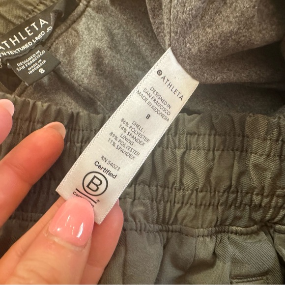 Athleta Green Camouflage Track Pants with Tapered Legs - Picture 5 of 7